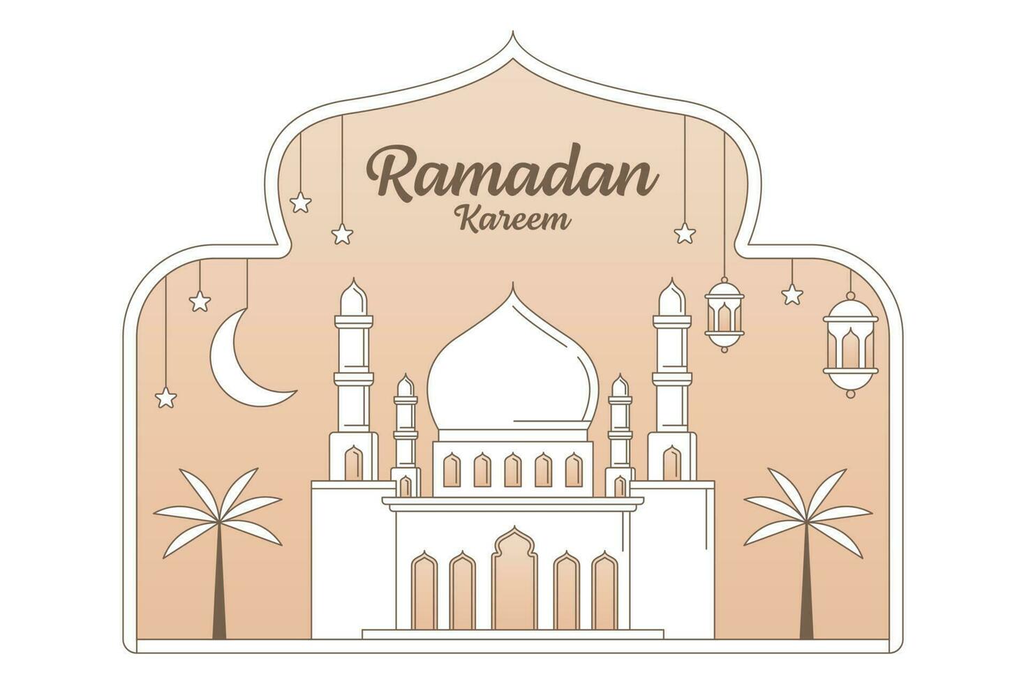 Ramadan kareem vector design illustration monoline or line art style