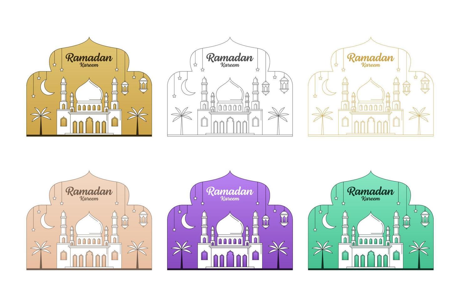 Ramadan kareem vector design illustration monoline or line art style
