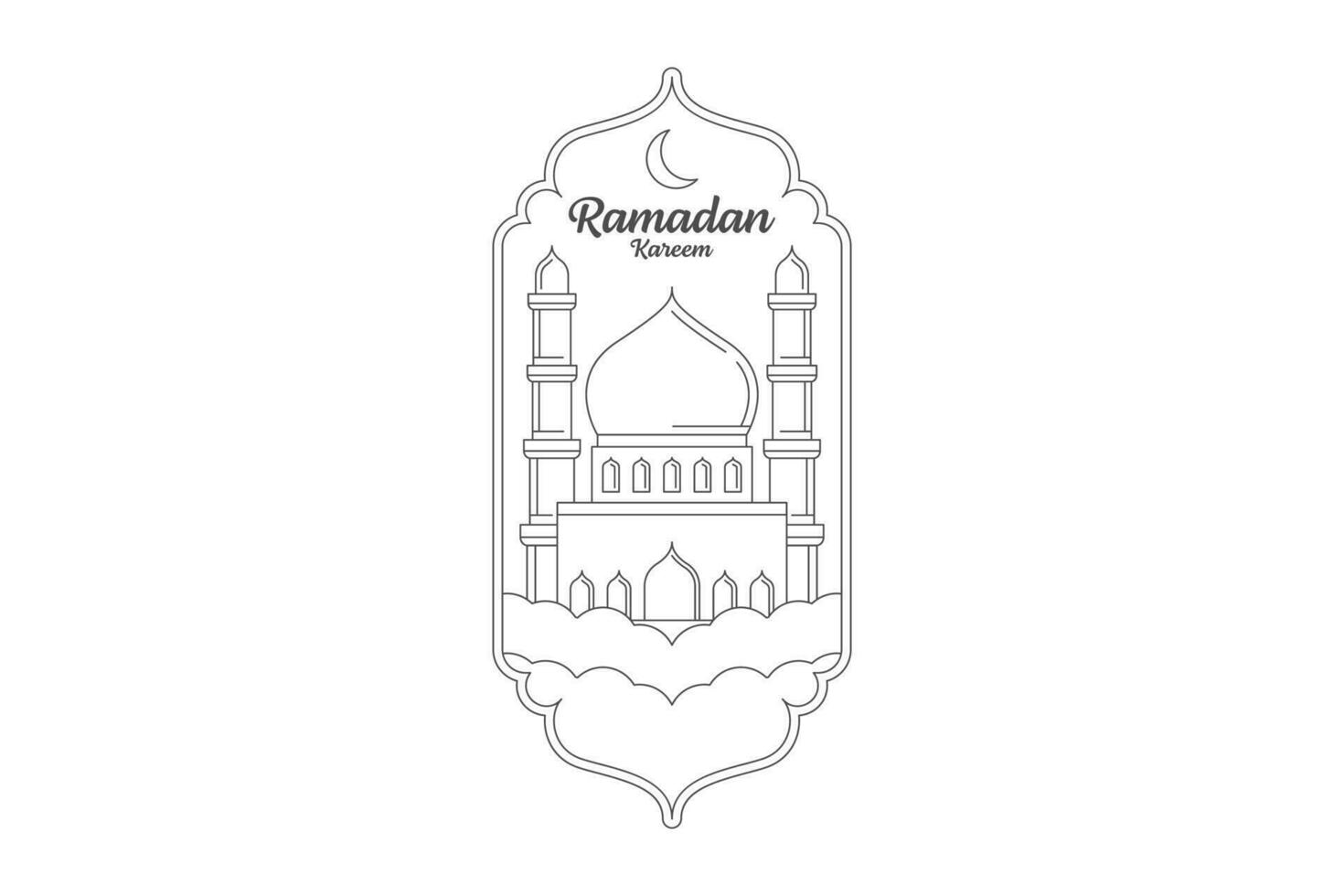 ramadan kareem vector diseño ilustración monoline o estilo de arte de línea