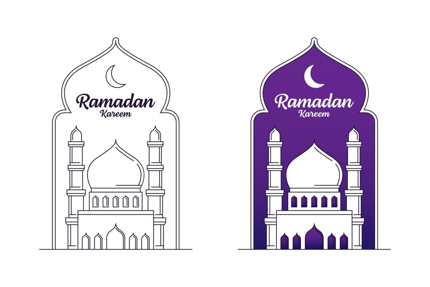 Ramadan kareem vector design illustration monoline or line art style