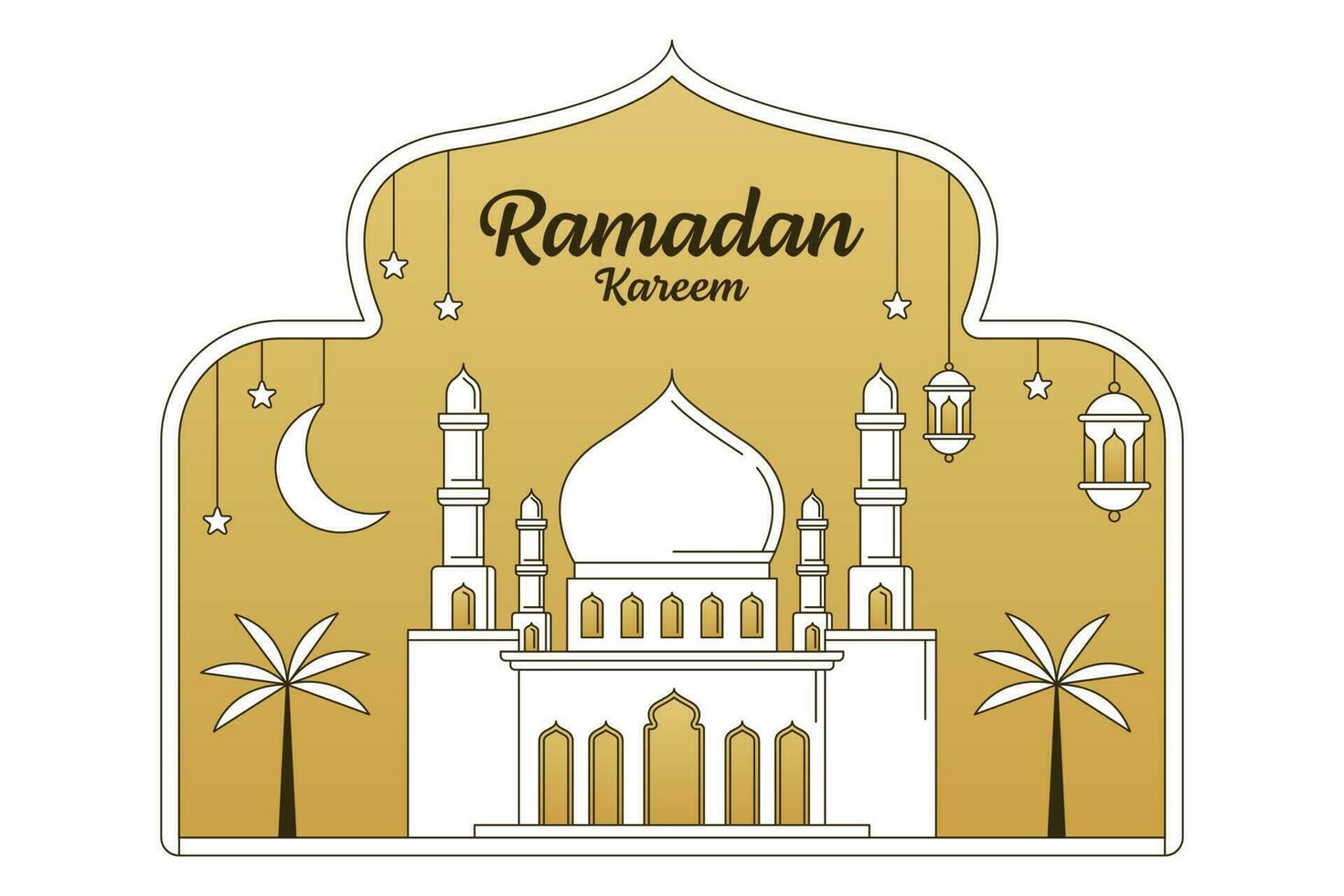 Ramadan kareem vector design illustration monoline or line art style