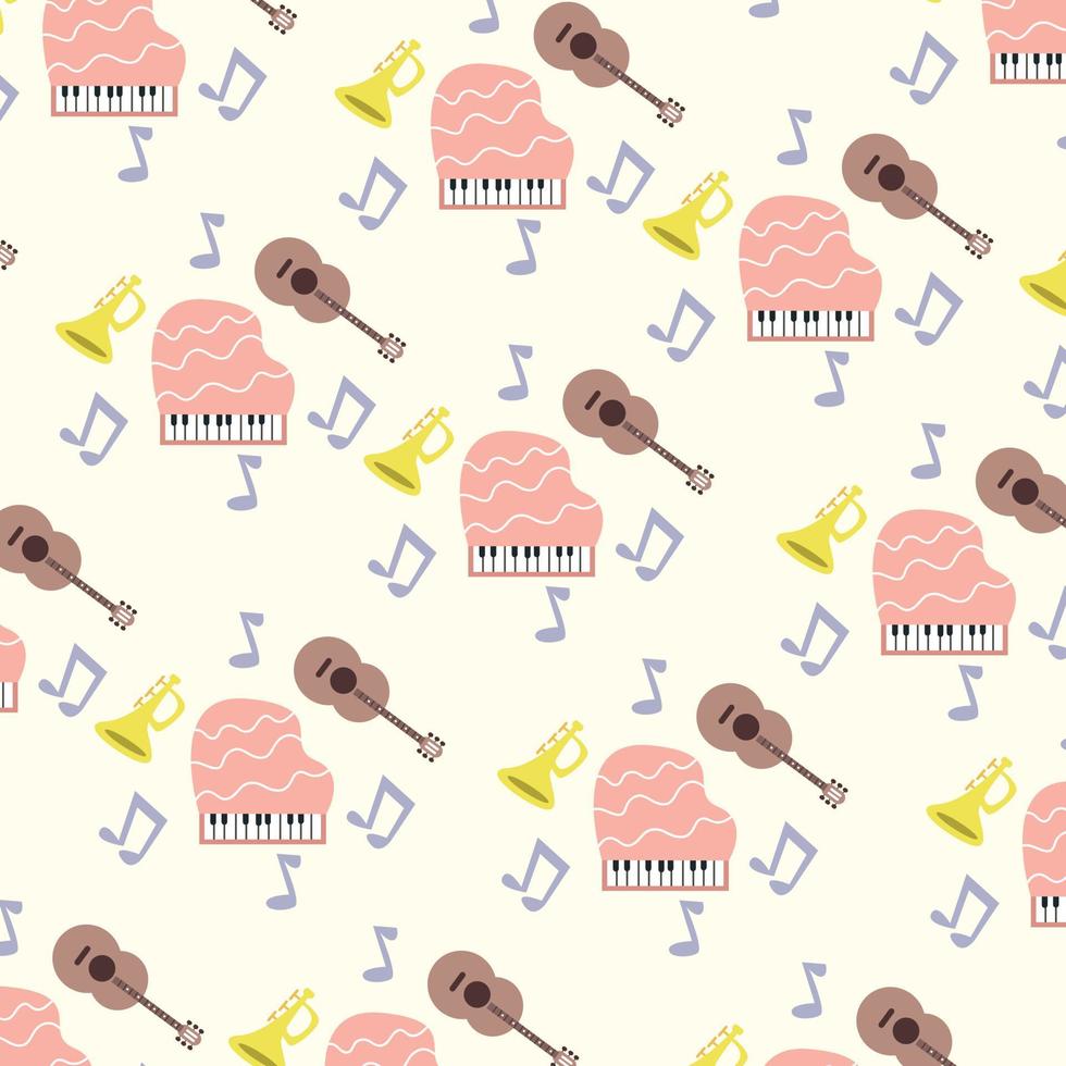 Funny musical instrument pattern. suitable for home background design, love cards, blankets and gift wrapping vector