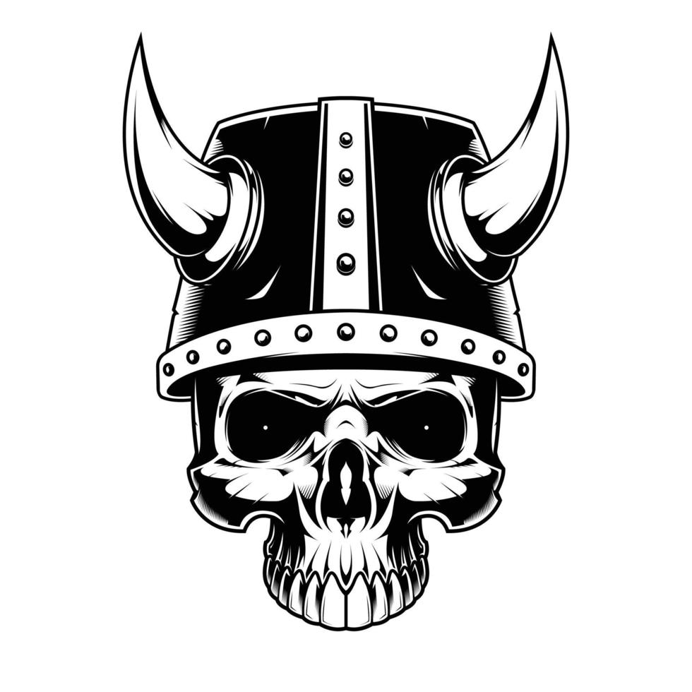 Viking Skull Vector Illustration Design