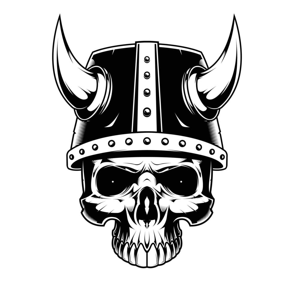 Viking Skull Vector Illustration Design