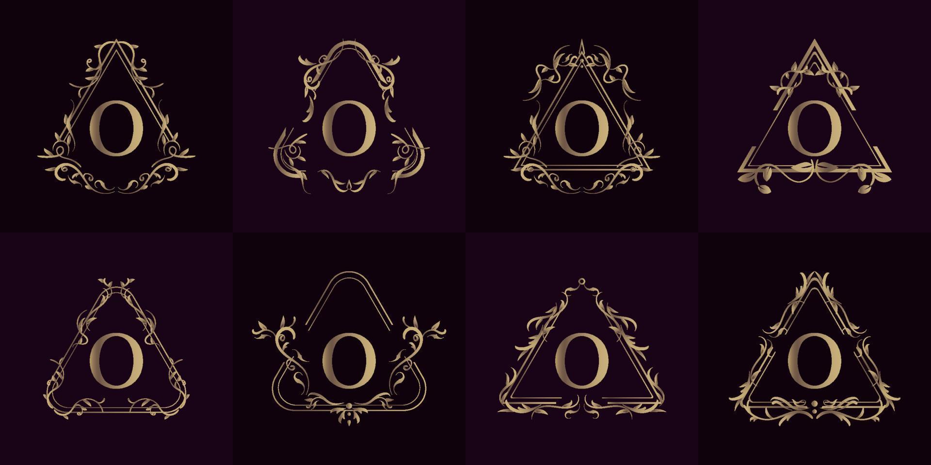 colección de logo inicial o con adorno de lujo o marco de flores vector