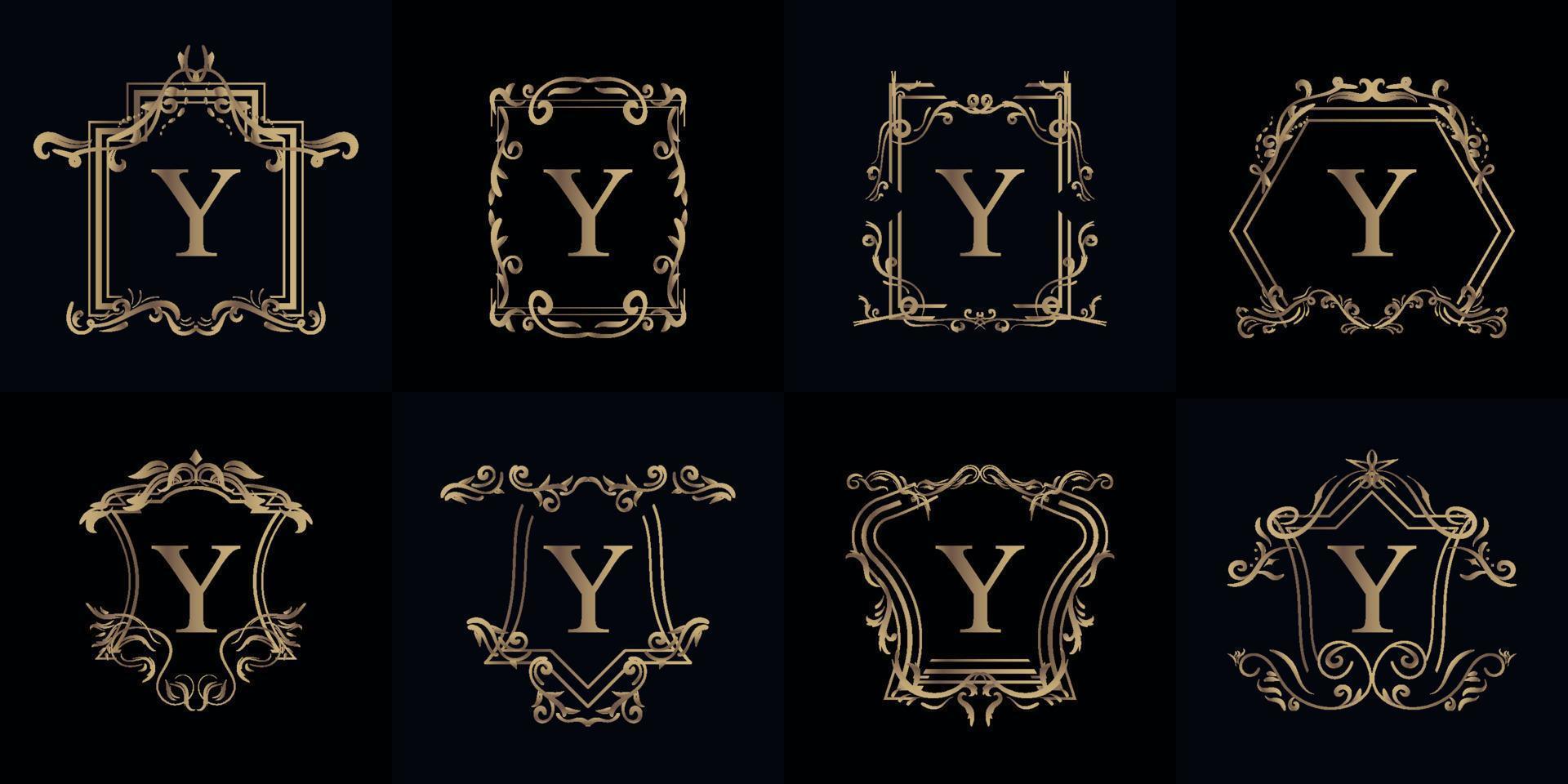 Collection of Logo initial Y with luxury ornament or flower frame vector