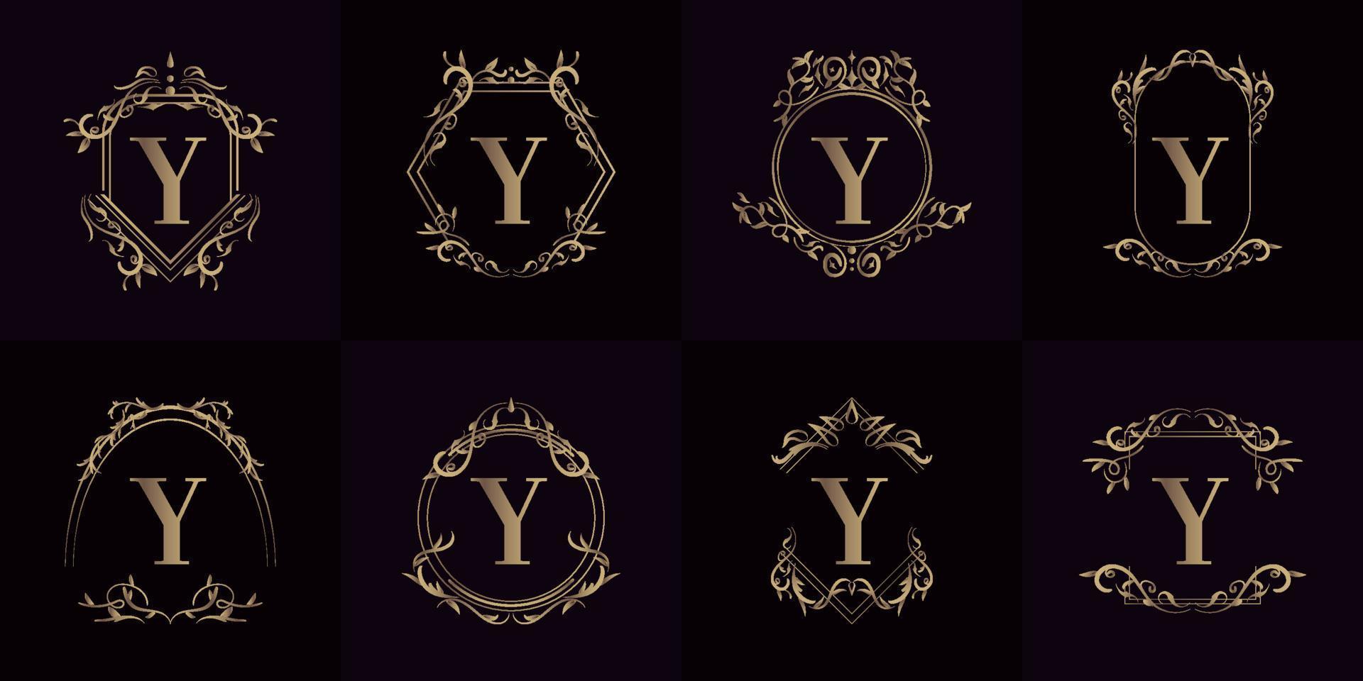 Collection of Logo initial Y with luxury ornament or flower frame vector