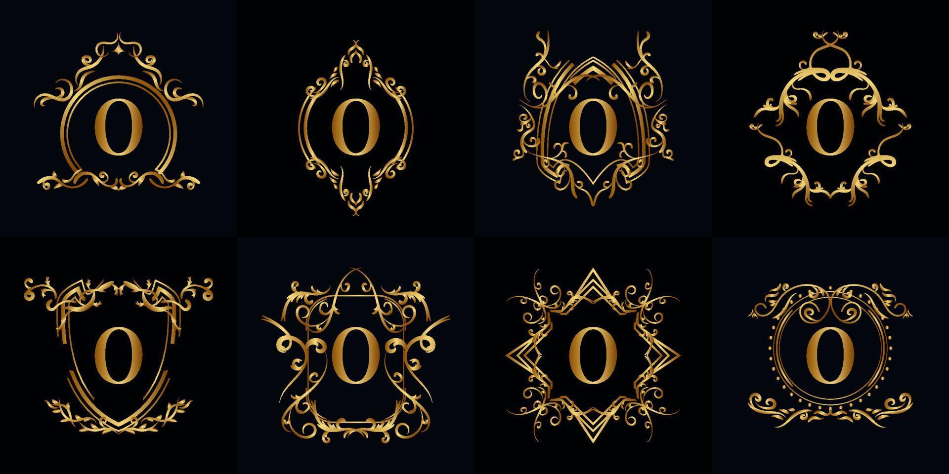 Collection of Logo initial O with luxury ornament or flower frame vector