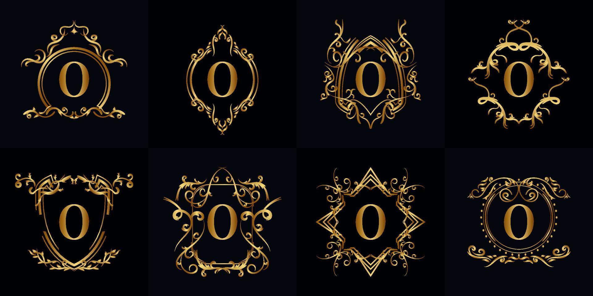 colección de logo inicial o con adorno de lujo o marco de flores vector