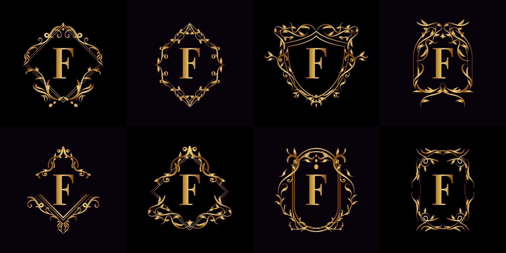 Collection of Logo initial F with luxury ornament or flower frame vector