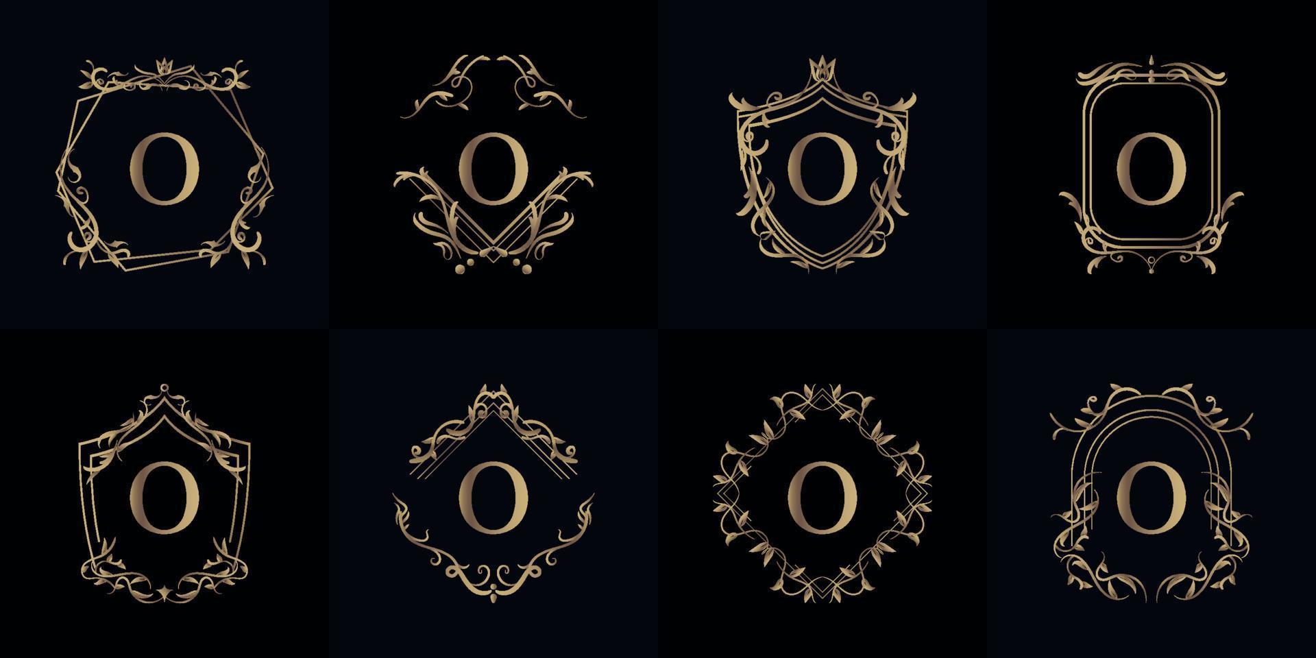 Collection of Logo initial O with luxury ornament or flower frame vector