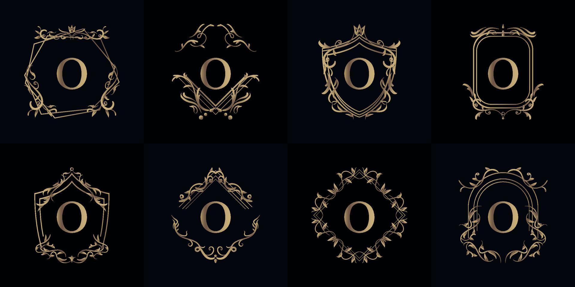 colección de logo inicial o con adorno de lujo o marco de flores vector