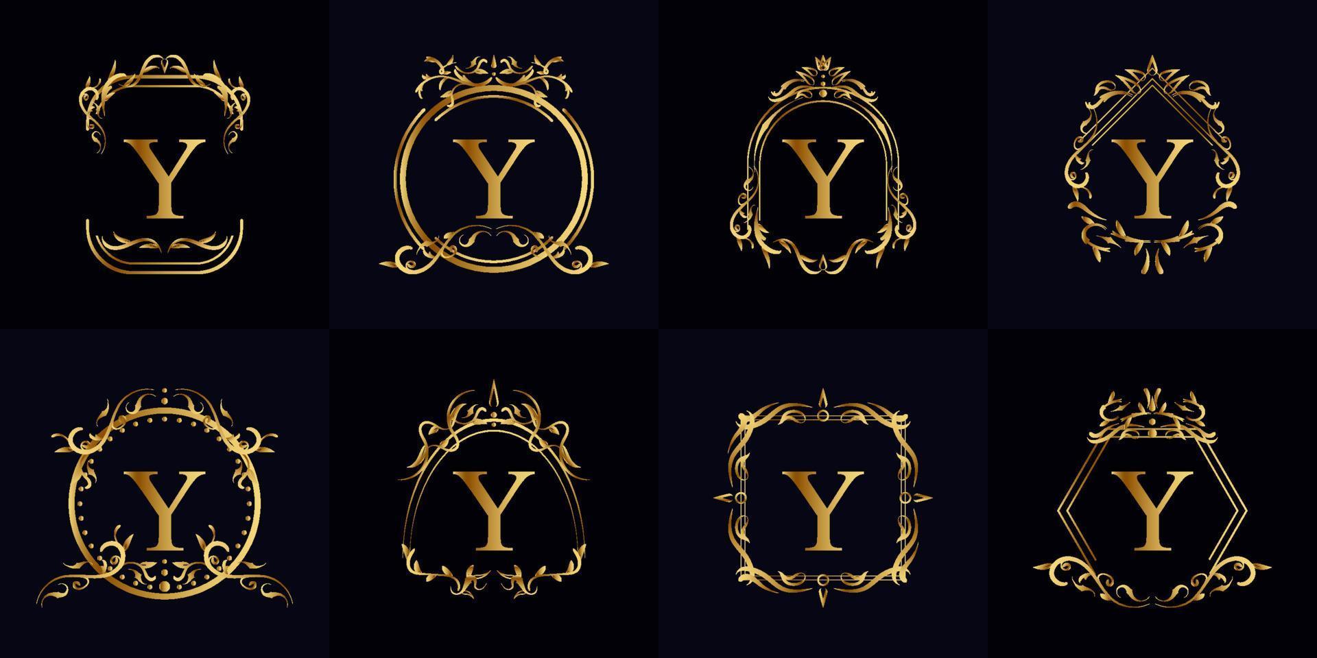 Collection of Logo initial Y with luxury ornament or flower frame vector