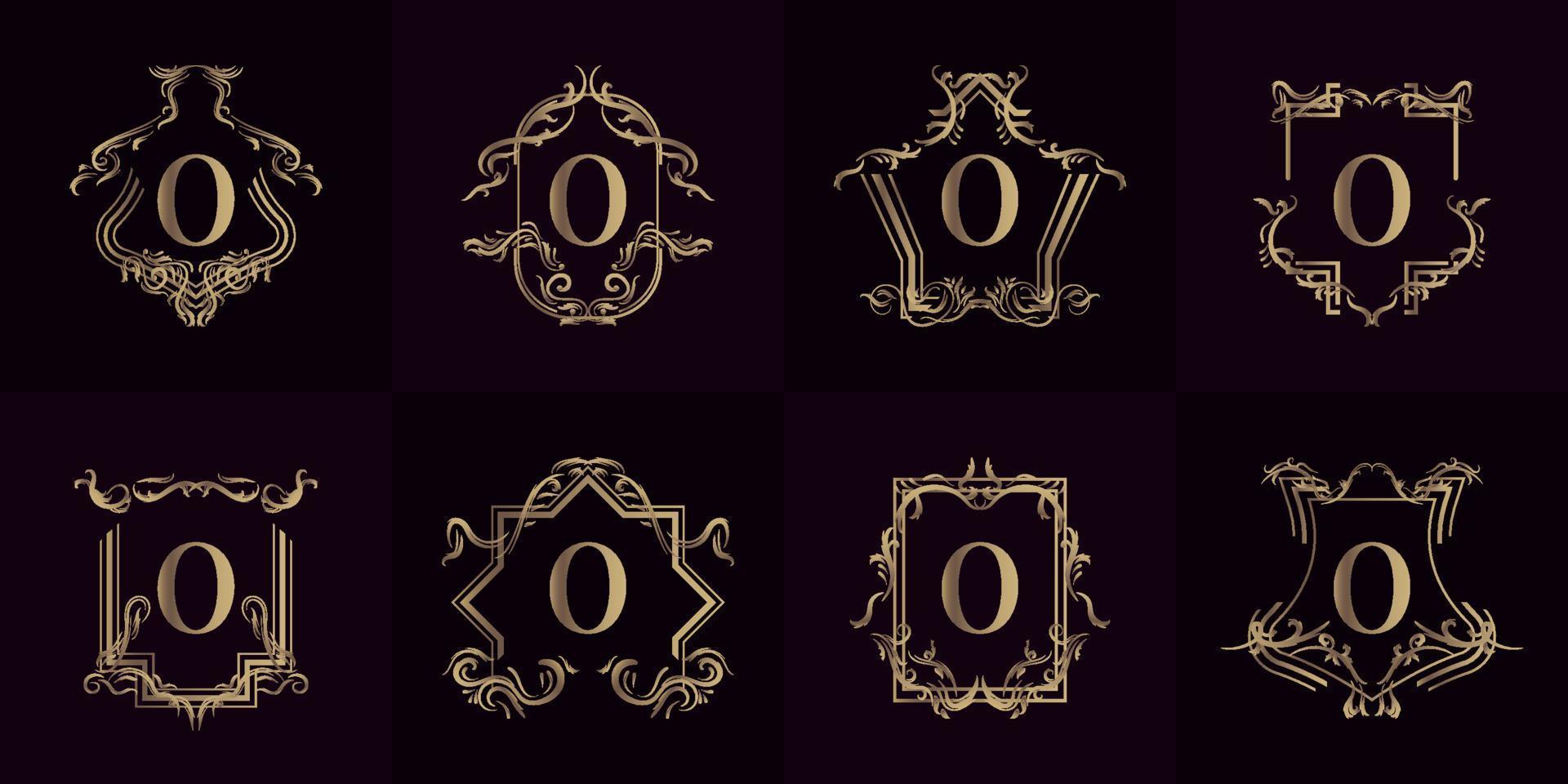 colección de logo inicial o con adorno de lujo o marco de flores vector