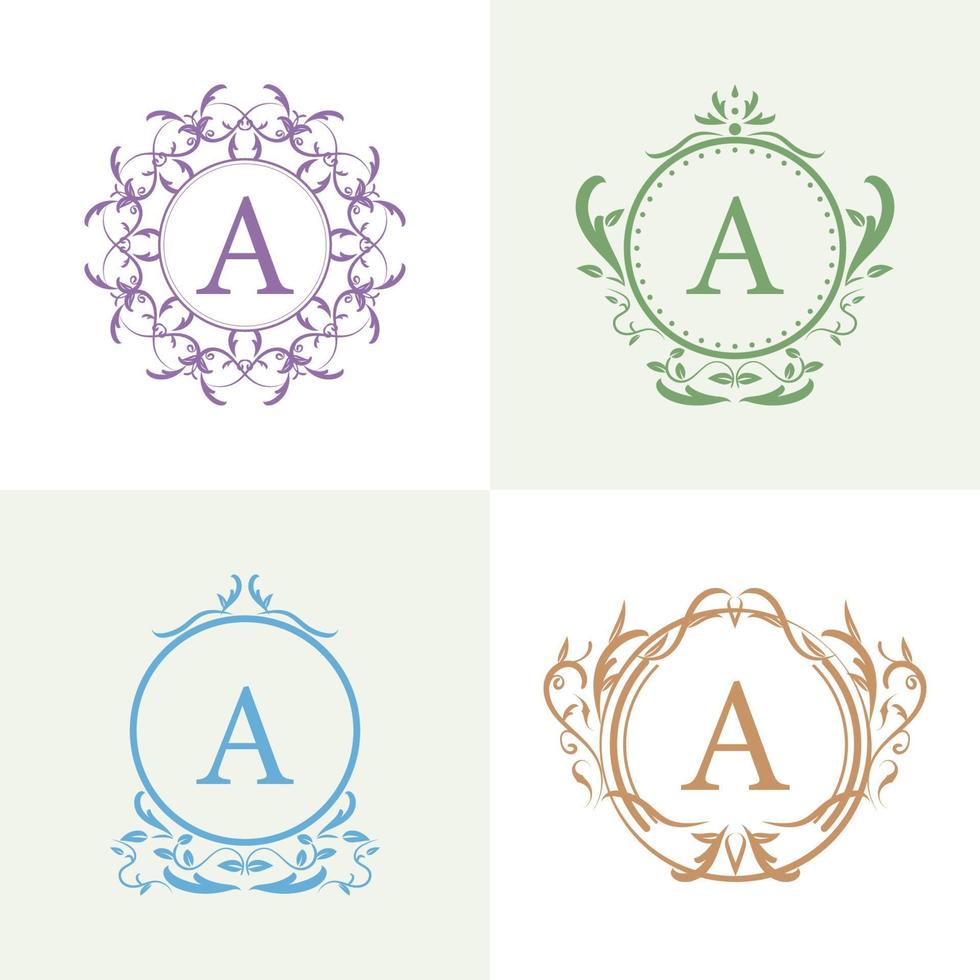 marco de círculo de adorno de lujo inicial una colección de conjunto de logotipos. vector