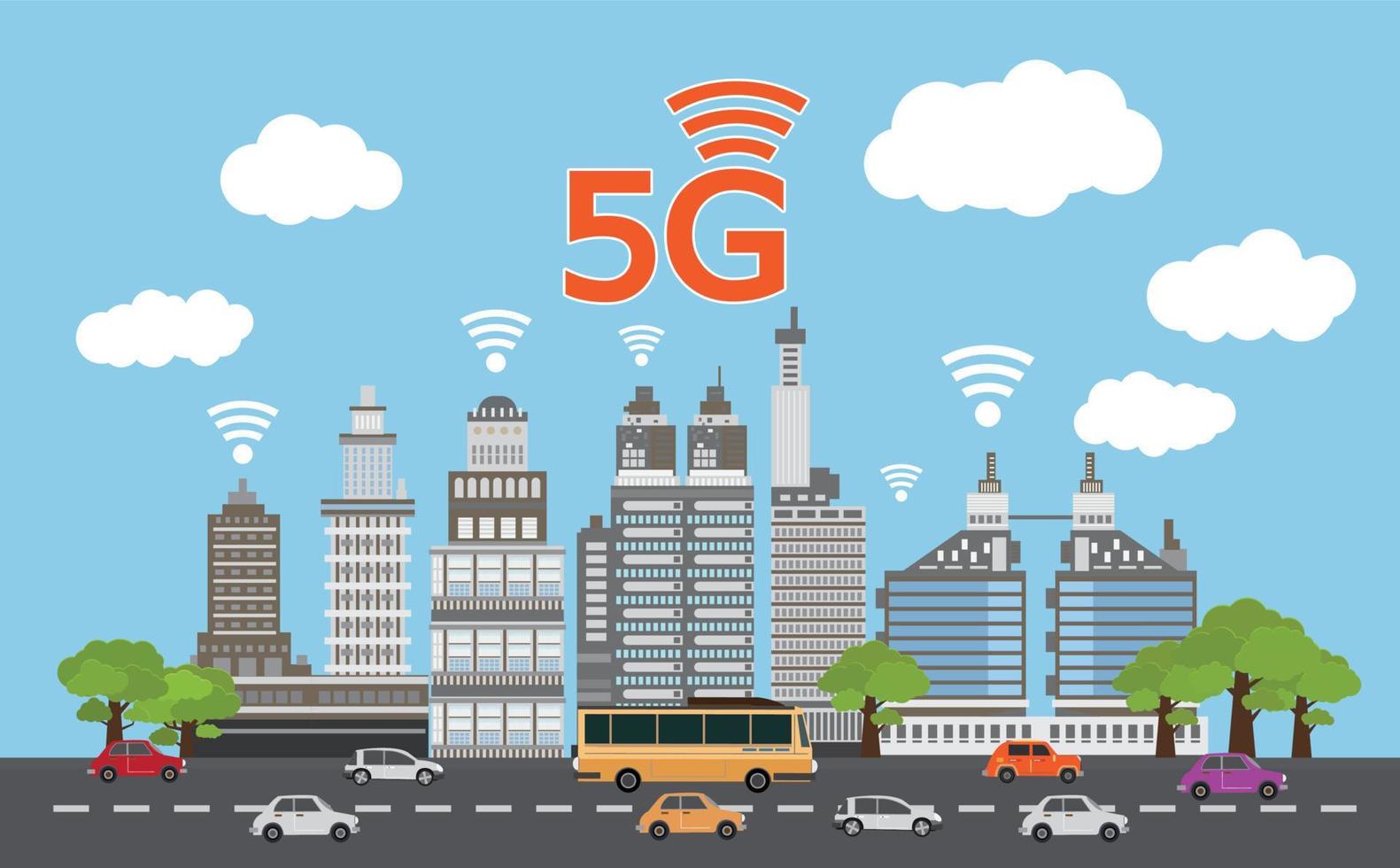 5G network, wireless internet wifi connection, Smart city,vector