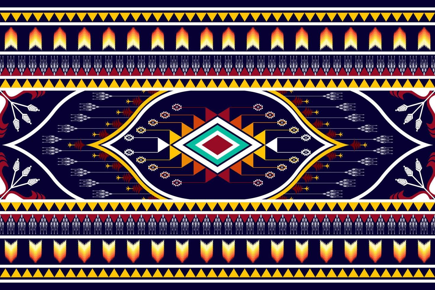 Geometric abstract ethnic pattern design. Aztec fabric carpet mandala ornament ethnic chevron textile decoration wallpaper. Tribal boho native traditional embroidery vector illustrations background