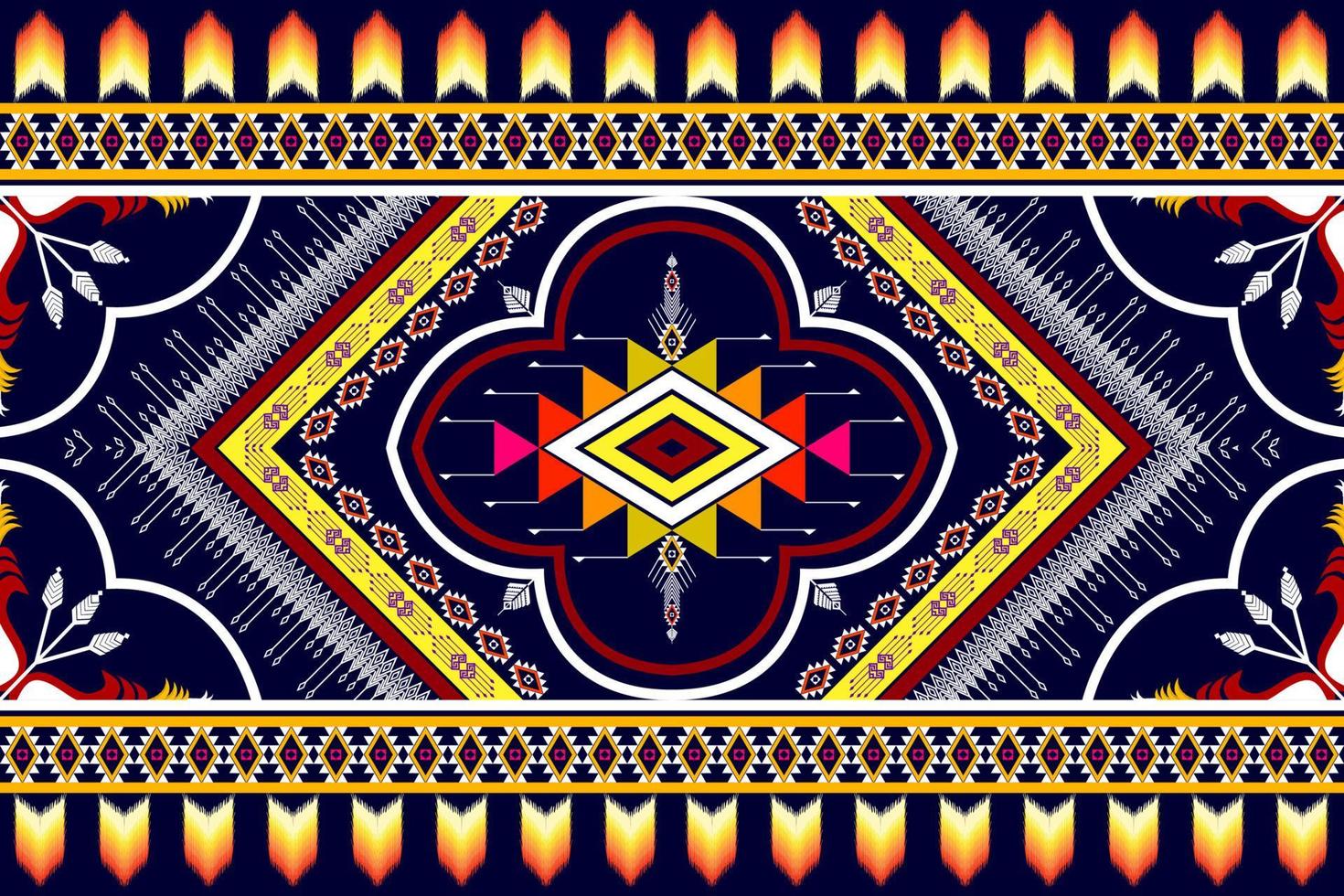 Geometric abstract ethnic pattern design. Aztec fabric carpet mandala ornament ethnic chevron textile decoration wallpaper. Tribal boho native traditional embroidery vector illustrations background