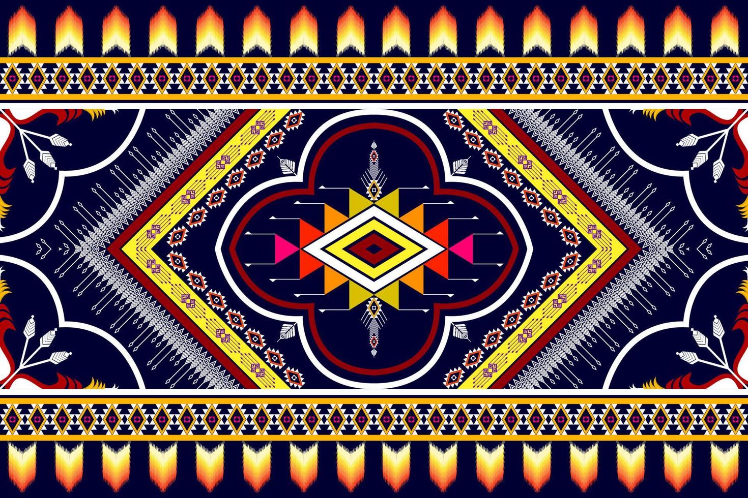 Geometric abstract ethnic pattern design. Aztec fabric carpet mandala ornament ethnic chevron textile decoration wallpaper. Tribal boho native traditional embroidery vector illustrations background