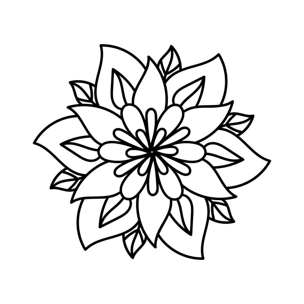 Simple Mandala Shape for Coloring Book Page. Outline doodle flower isolated on white background. vector