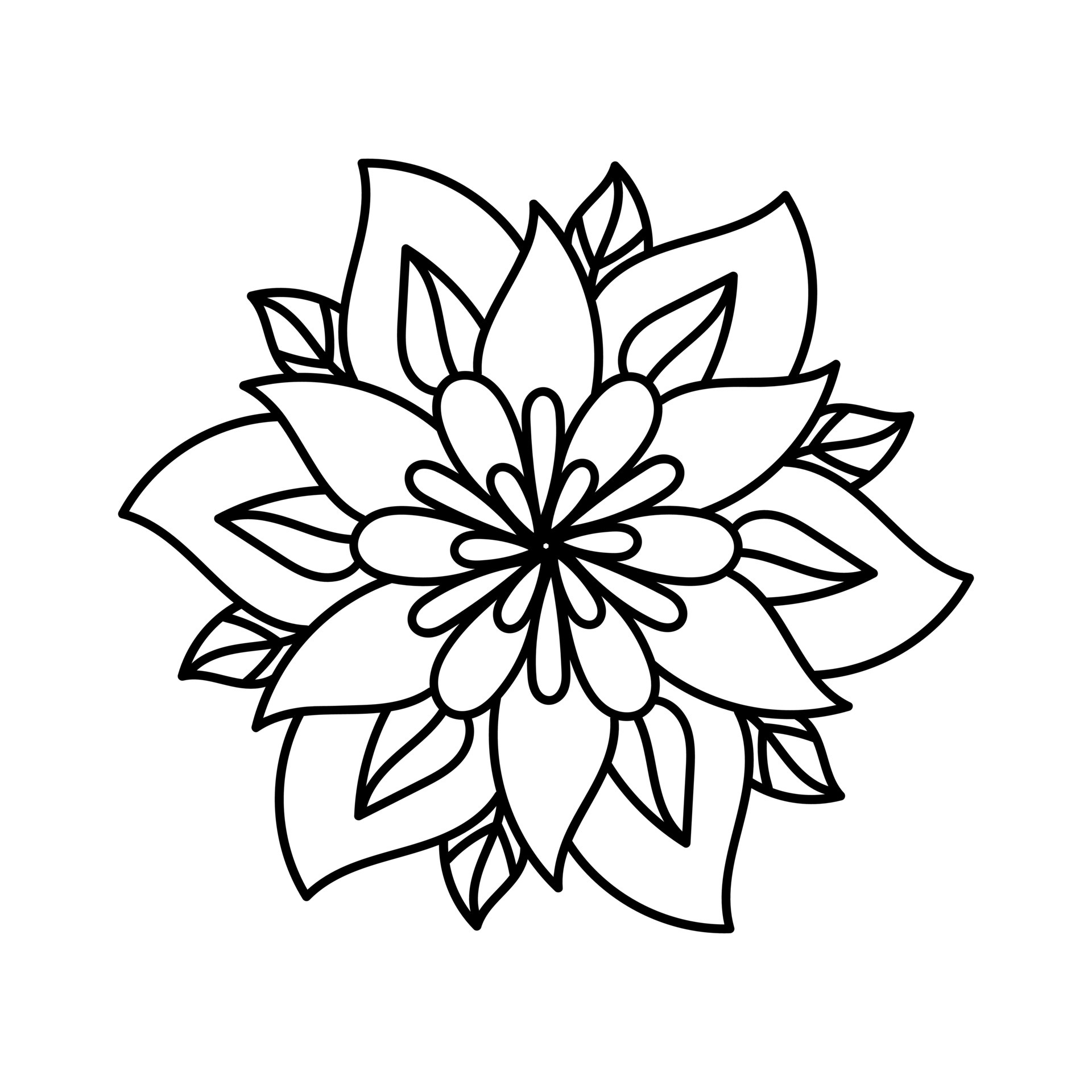 Simple Mandala Shape for Coloring Book Page. Outline doodle flower