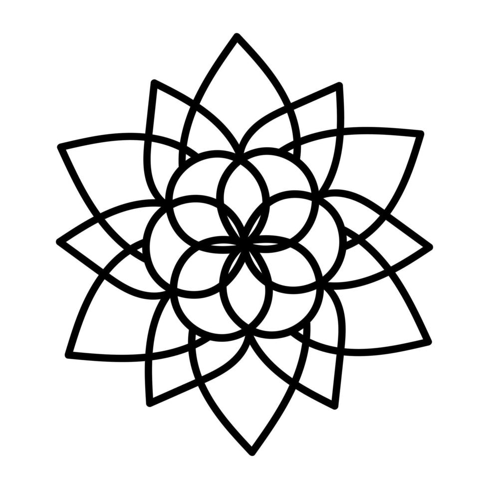 Simple Mandala Shape for Coloring Book Page. Outline flower isolated on white background. vector