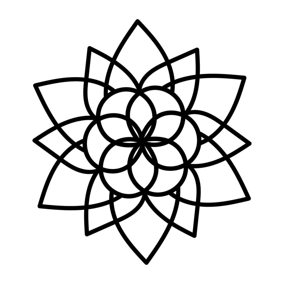 Simple Mandala Shape for Coloring Book Page. Outline flower isolated on white background. vector