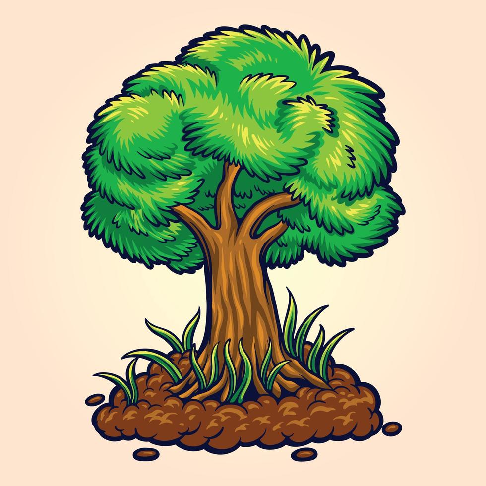 Celebre el día del árbol ilustraciones vectoriales de árboles verdes para su logotipo de trabajo, camiseta de mercadería de mascotas, pegatinas y diseños de etiquetas, afiches, tarjetas de felicitación que anuncian empresas comerciales o marcas. vector