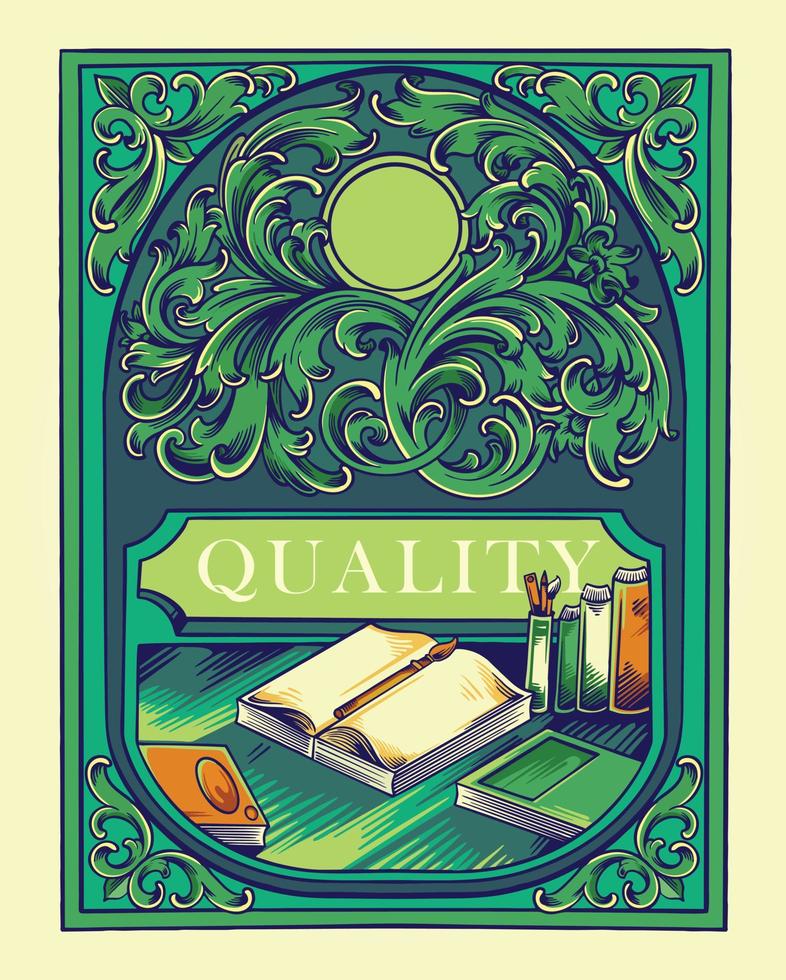 Classic elegant badge flourish ornament Vector illustrations for your work Logo, mascot merchandise t-shirt, stickers and Label designs, poster, greeting cards advertising business company or brands.