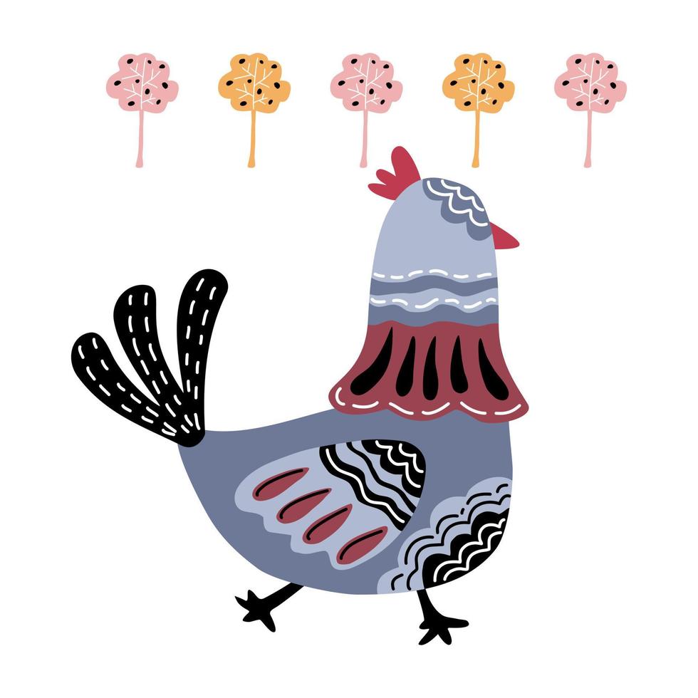 colección de diseño de patrones de pollo en estilo garabato vector