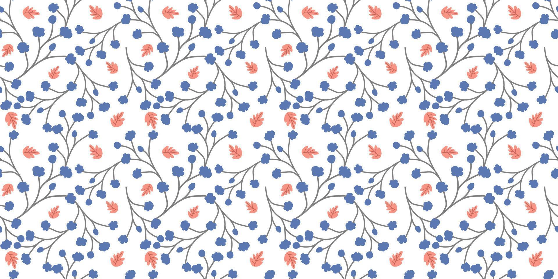 A collection of seamless floral patterns, white background doodle style vector