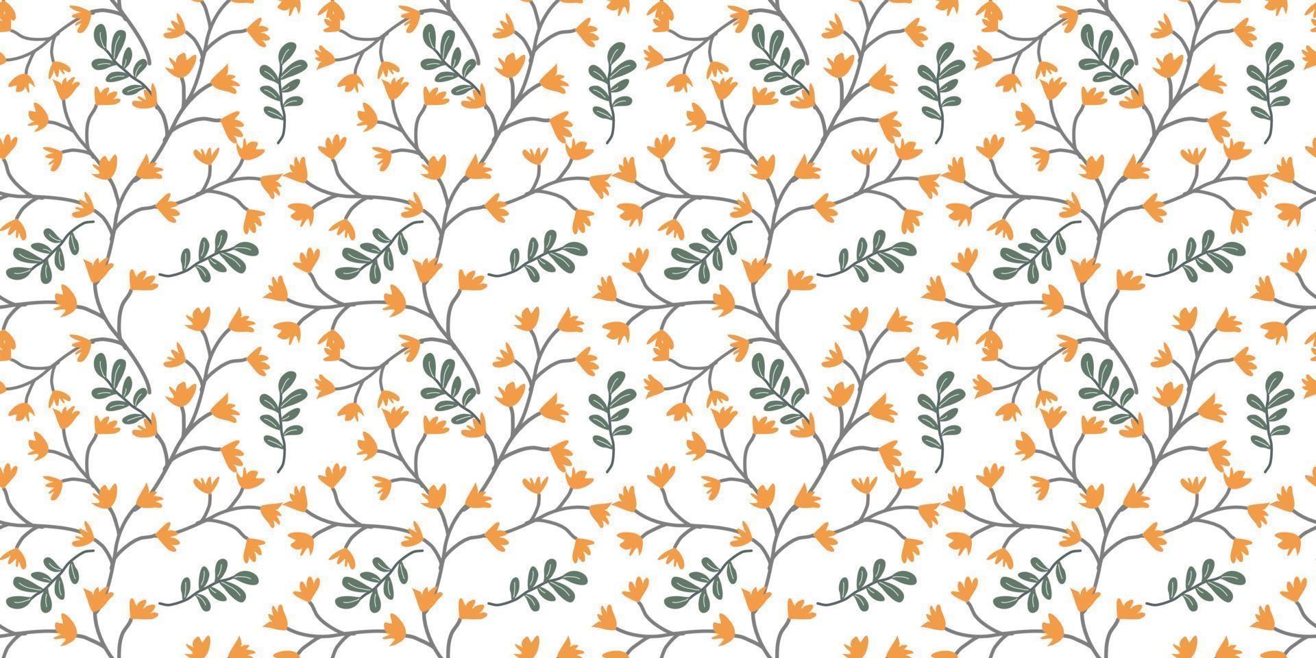 A collection of seamless floral patterns, white background doodle style vector