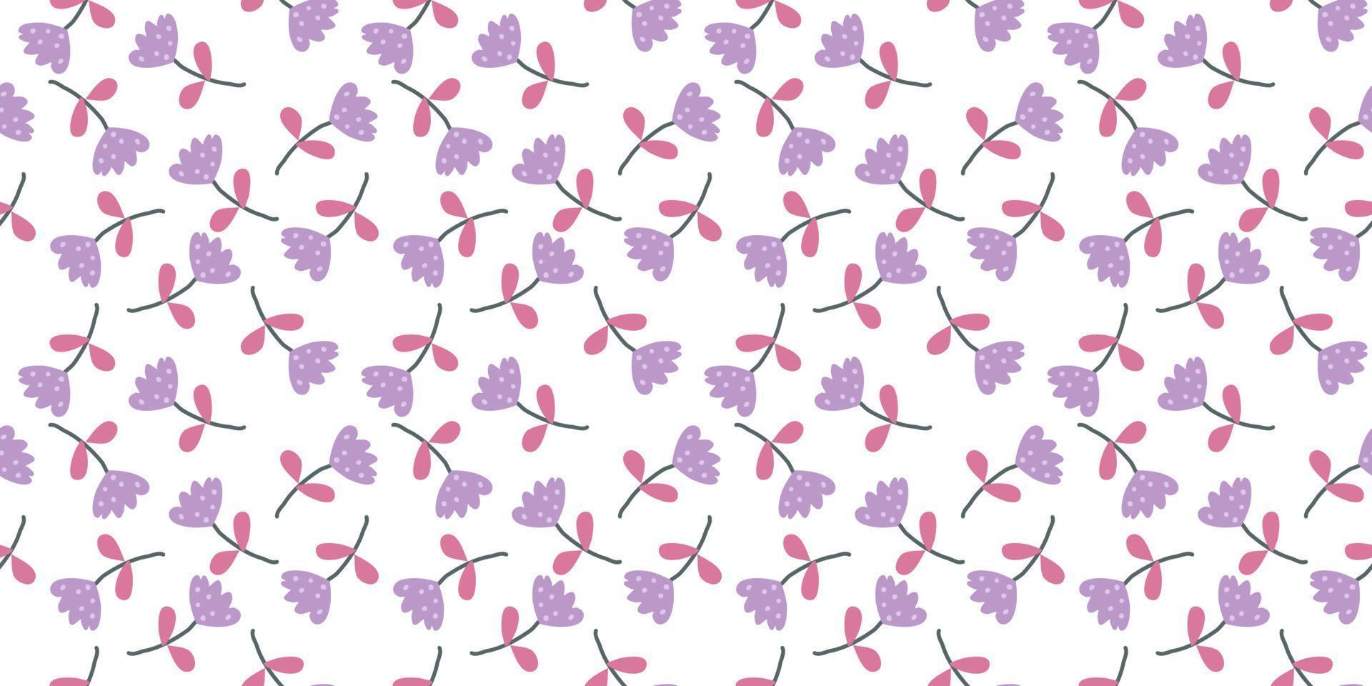A collection of seamless floral patterns, white background doodle style vector
