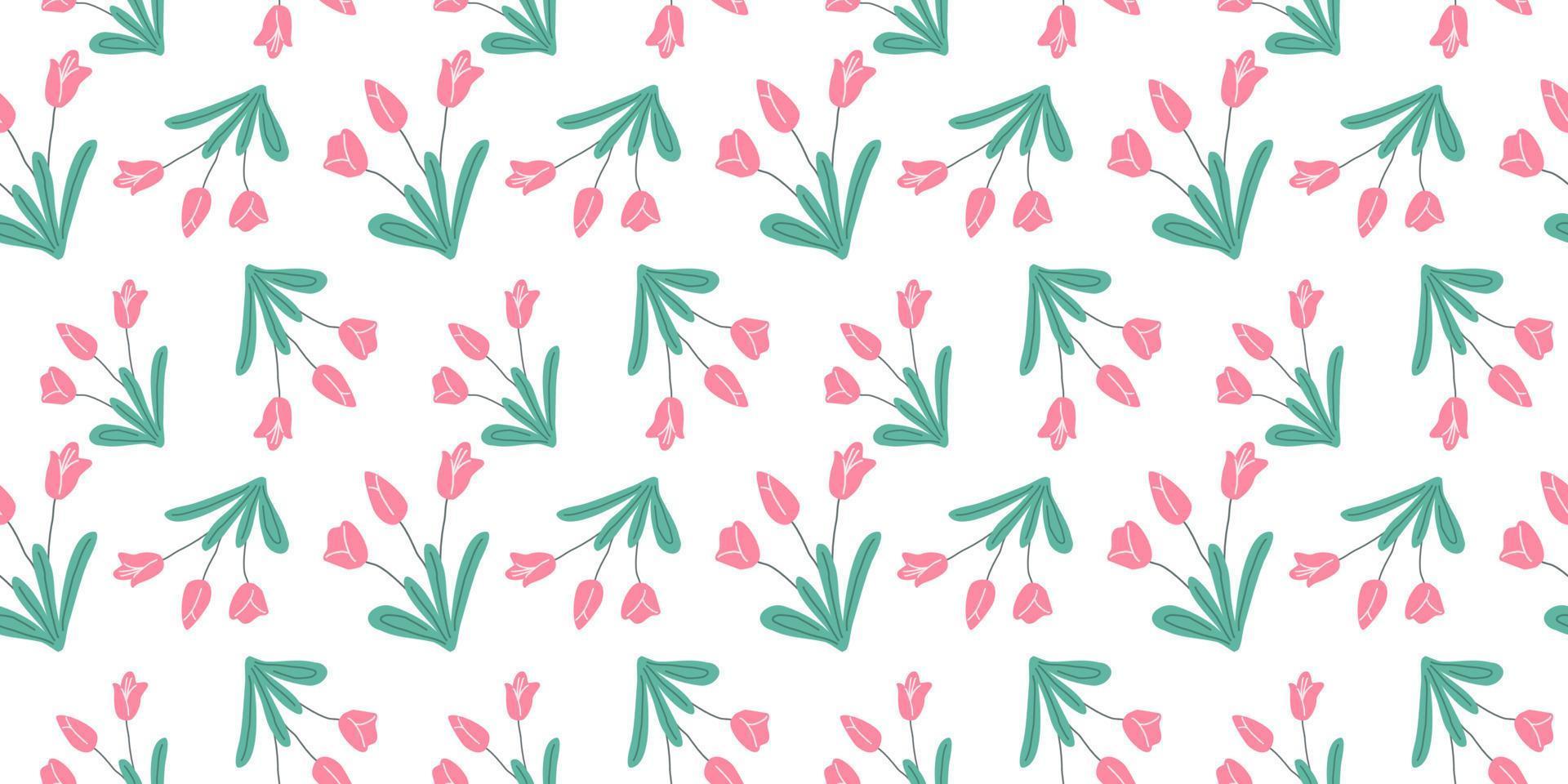 A collection of seamless floral patterns, white background doodle style vector