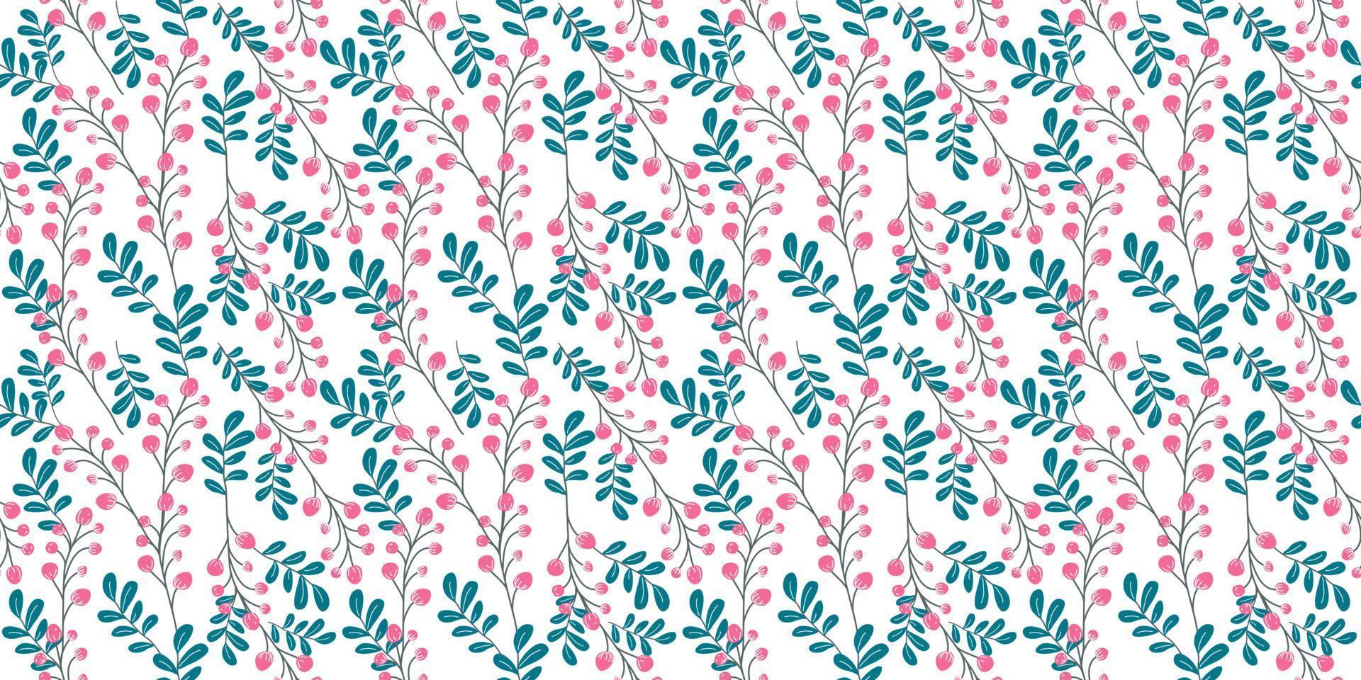 A collection of seamless floral patterns, white background doodle style vector
