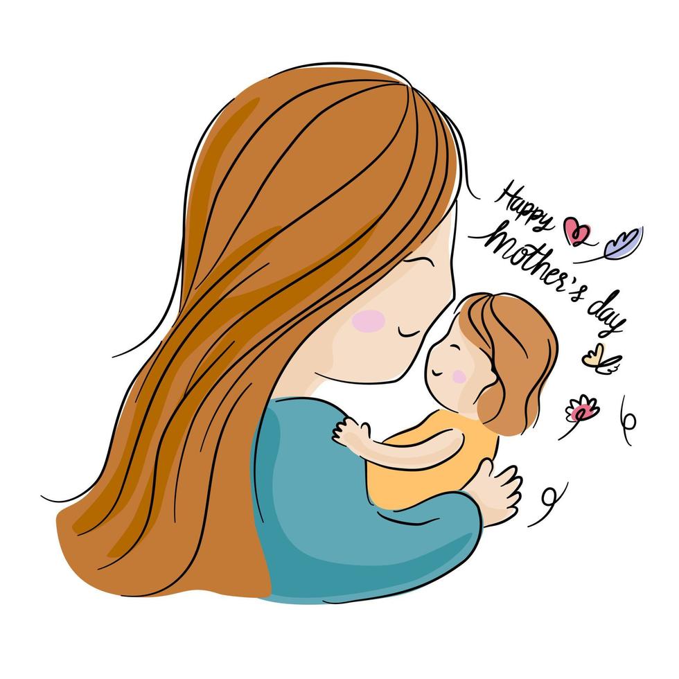 mamá y bebé ilustración vectorial fondo blanco para el día de la madre vector