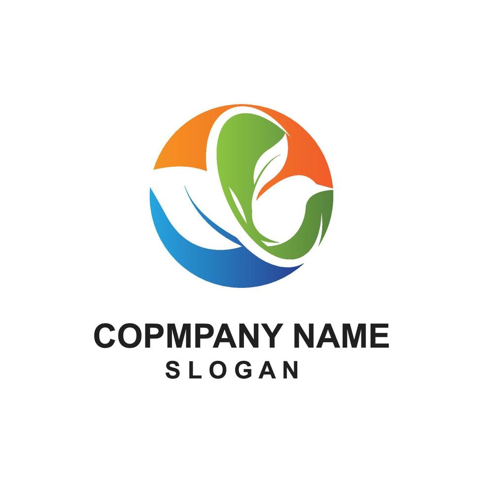 premium quality green leaf plant logo vector symbol