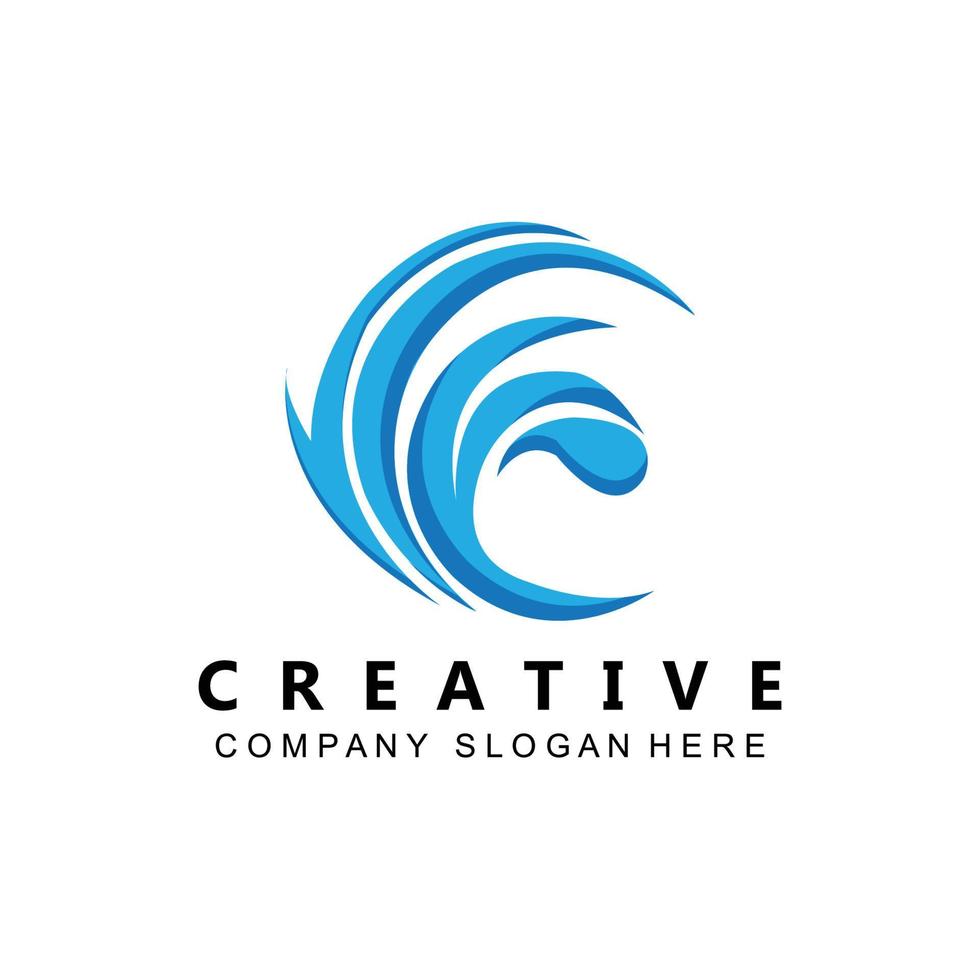 simple ocean wave logo icon vector