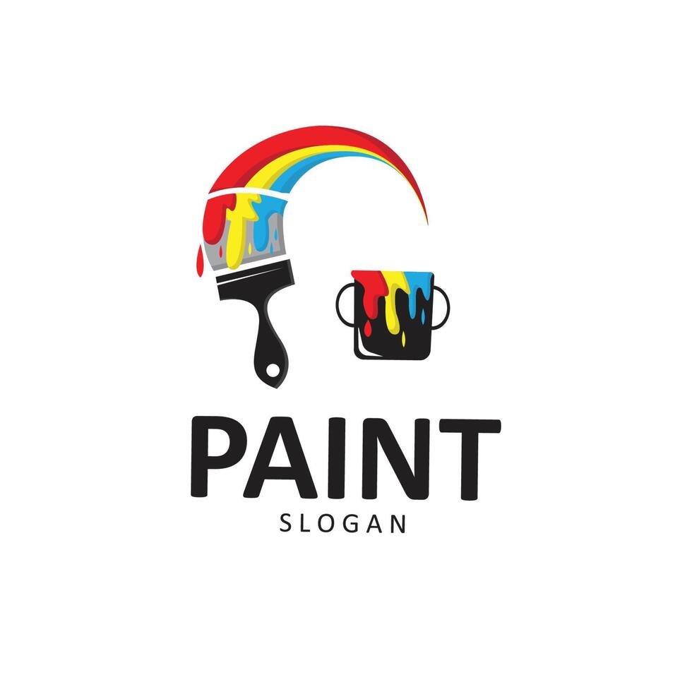simple colored brush paint symbol vector logo