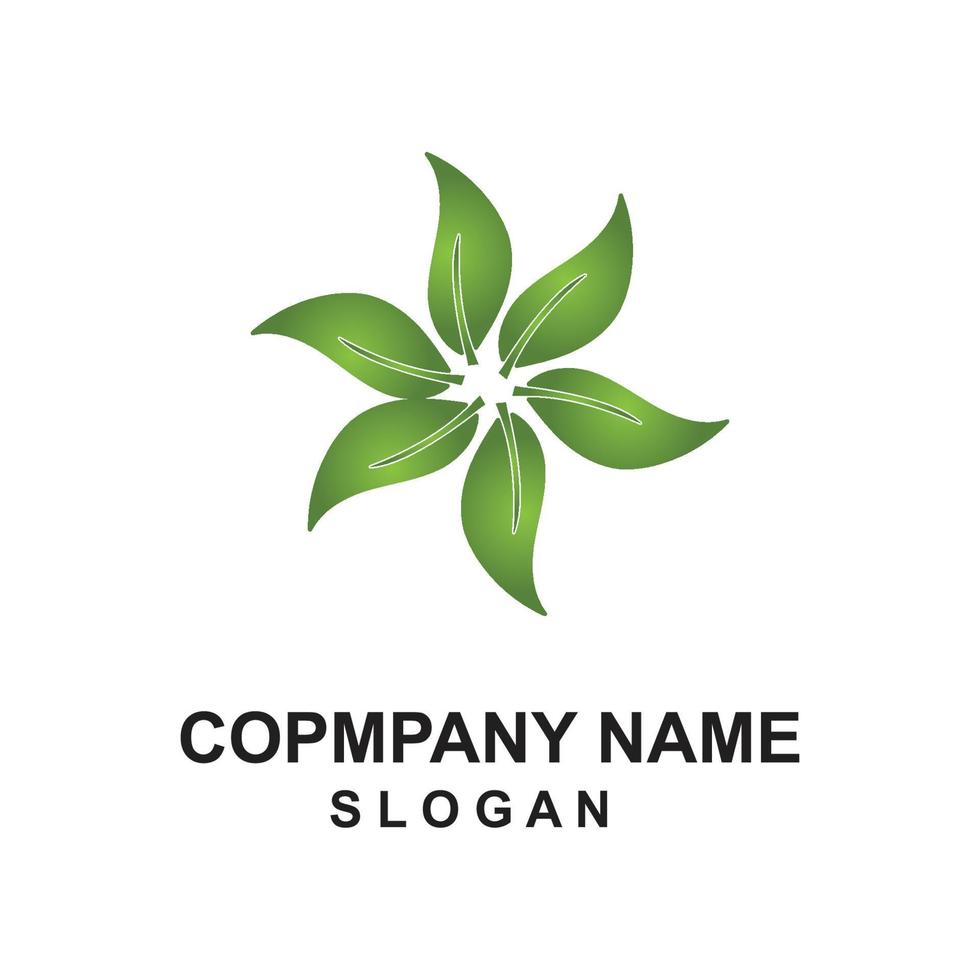 símbolo de vector de logotipo de planta de hoja verde de primera calidad
