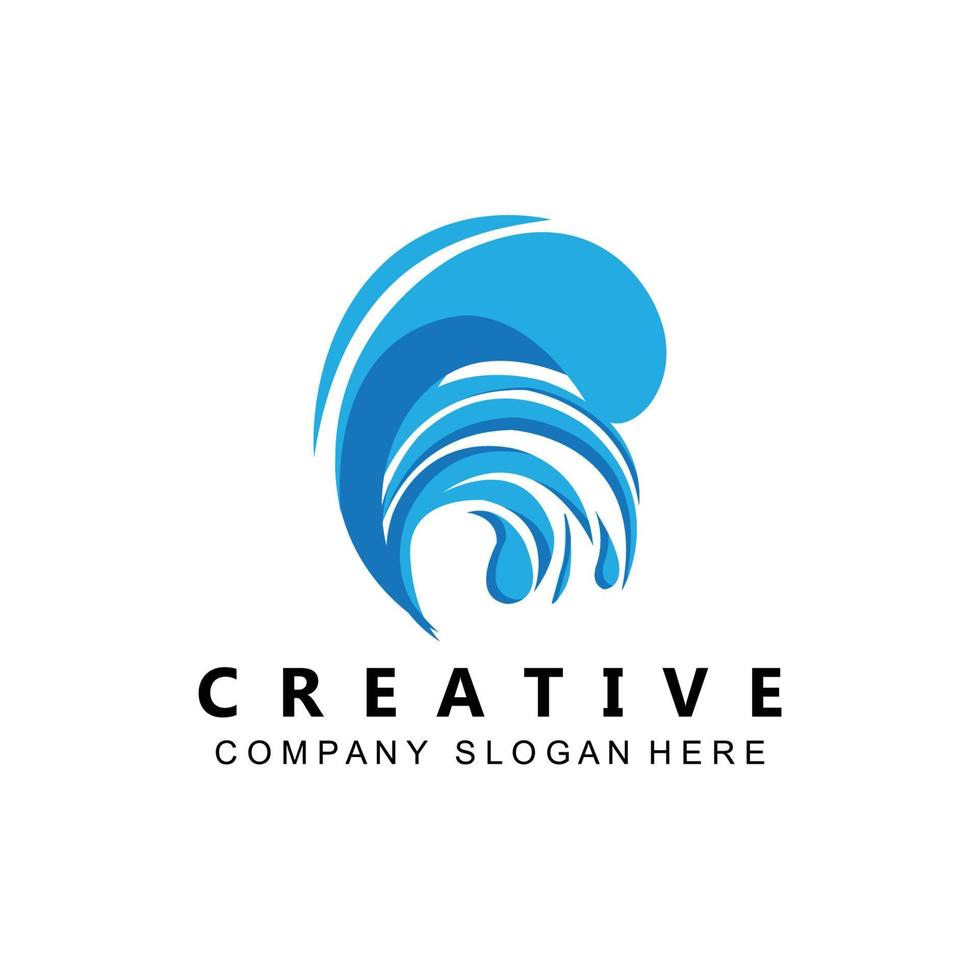 simple ocean wave logo icon vector