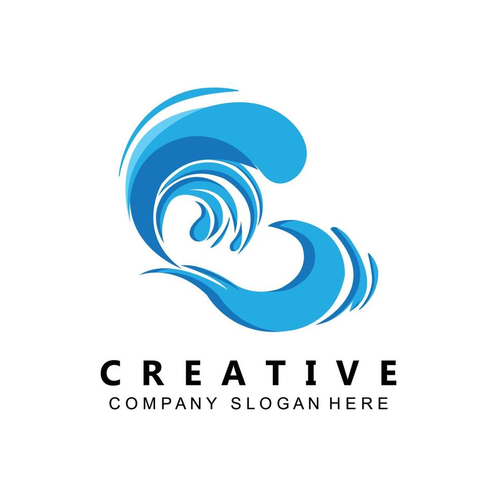 simple ocean wave logo icon vector