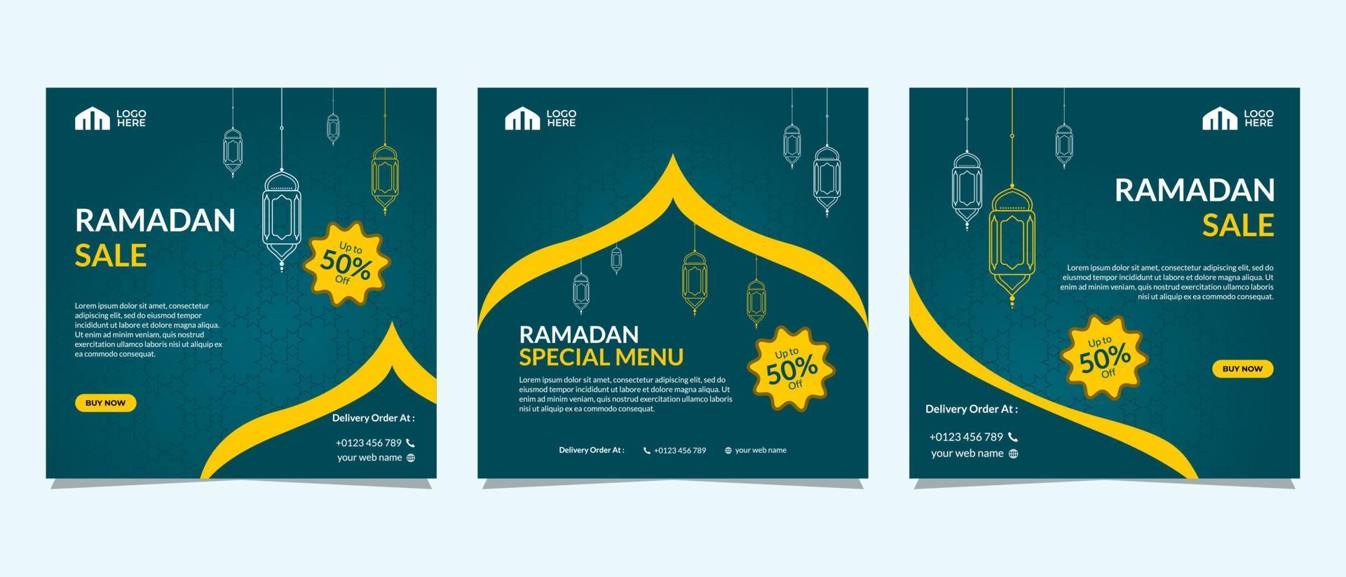 Ramadan sale social media post banner promotion template vector