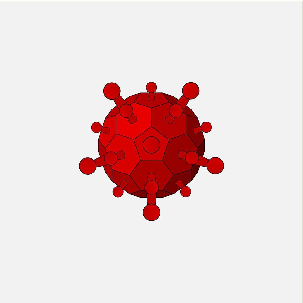 geometría roja corona virus ilustración vector diseño