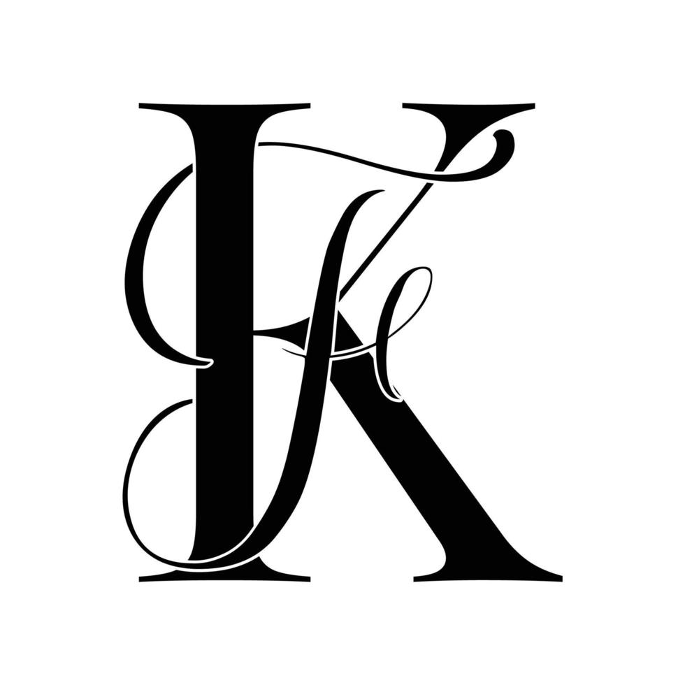 kf ,fk, monogram logo. Calligraphic signature icon. Wedding Logo Monogram. modern monogram symbol. Couples logo for wedding vector