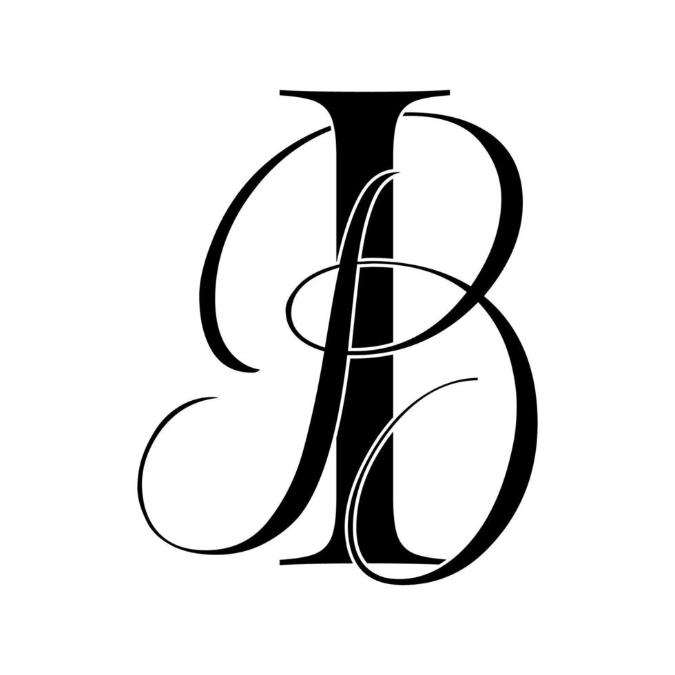 ib, bi, logotipo del monograma. icono de firma caligráfica. monograma del logotipo de la boda. símbolo de monograma moderno. logotipo de parejas para la boda vector