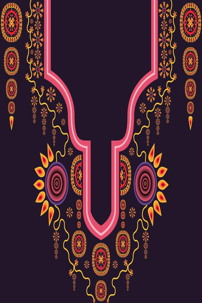 Traditional Ethnic Oriental Neck Design is Geometric Shape for Women Fashion Background Clothing Wallpaper. vector