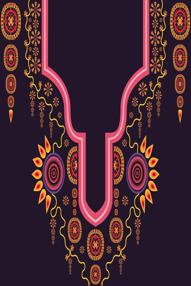 Traditional Ethnic Oriental Neck Design is Geometric Shape for Women Fashion Background Clothing Wallpaper. vector