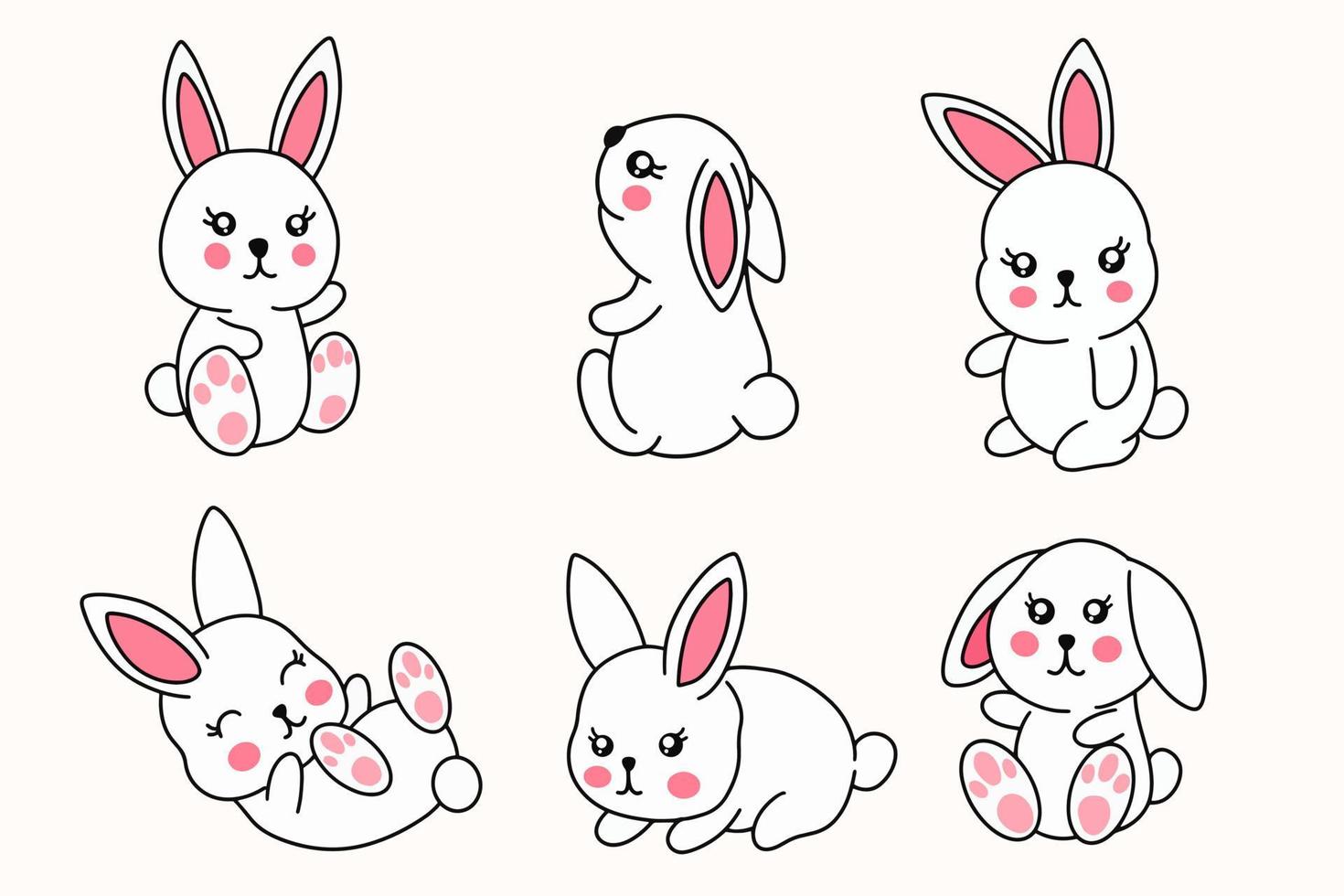 Collection Cute Rabbit Bunny little Kids Baby Animal Cartoon Clipart