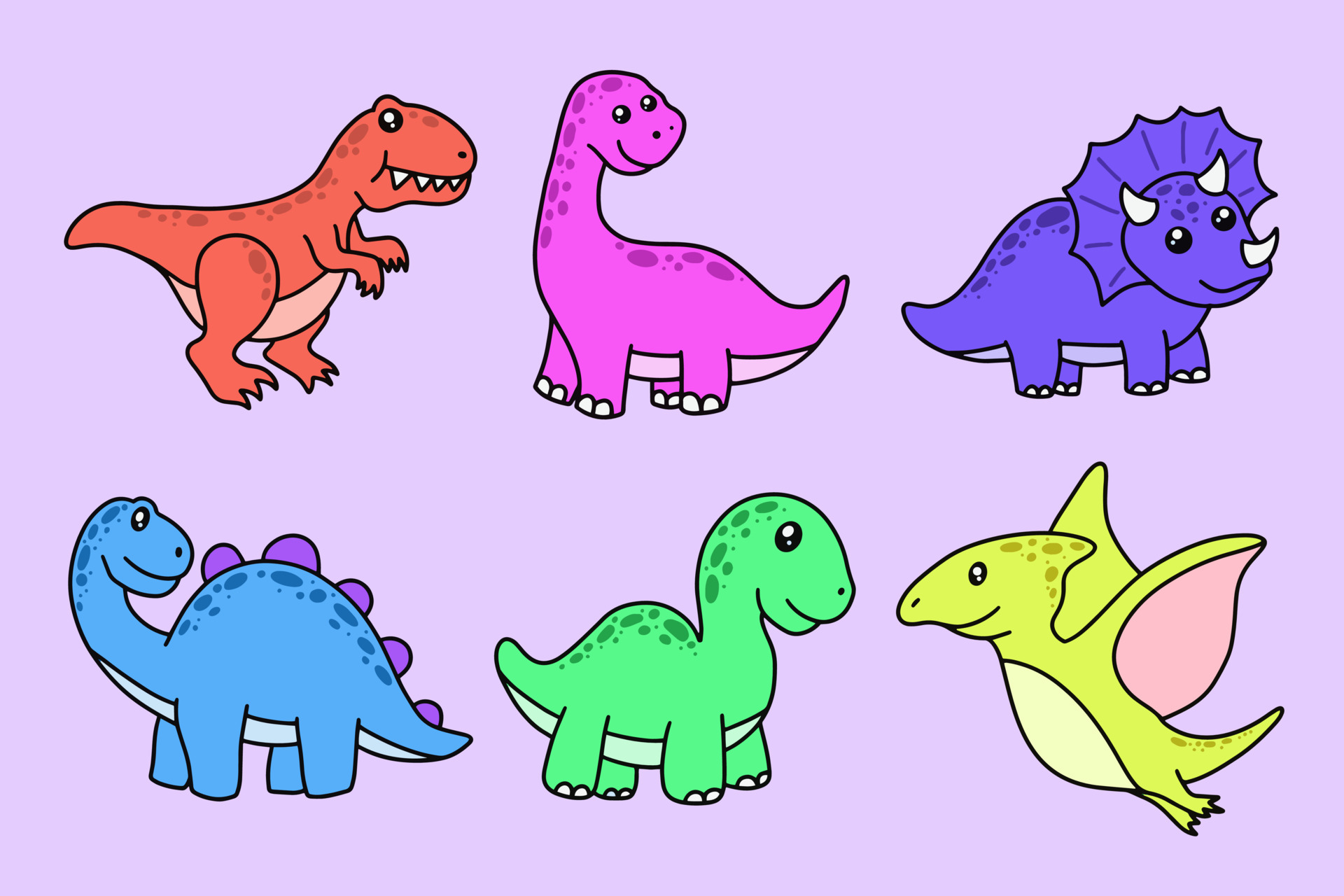 Cute Collection Dino Fossil Dinosaurs Baby kids Animal Cartoon Doodle Funny  Clipart 7036013 Vector Art at Vecteezy